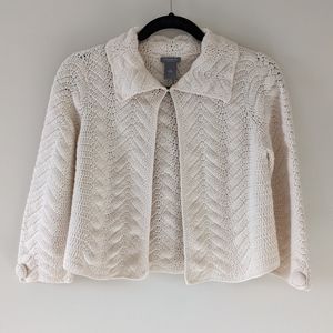 ✨SOLD ANN TAYLOR CROCHET STYLE GRANDMA CARDIGAN SWEATER IN CREAM